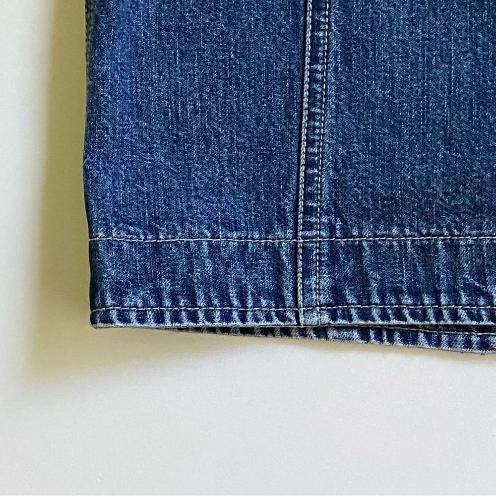 Vintage OSHKOSH Vest 3T Blue 90s Girls Denim Jeans Butterflies USA EUC snaps